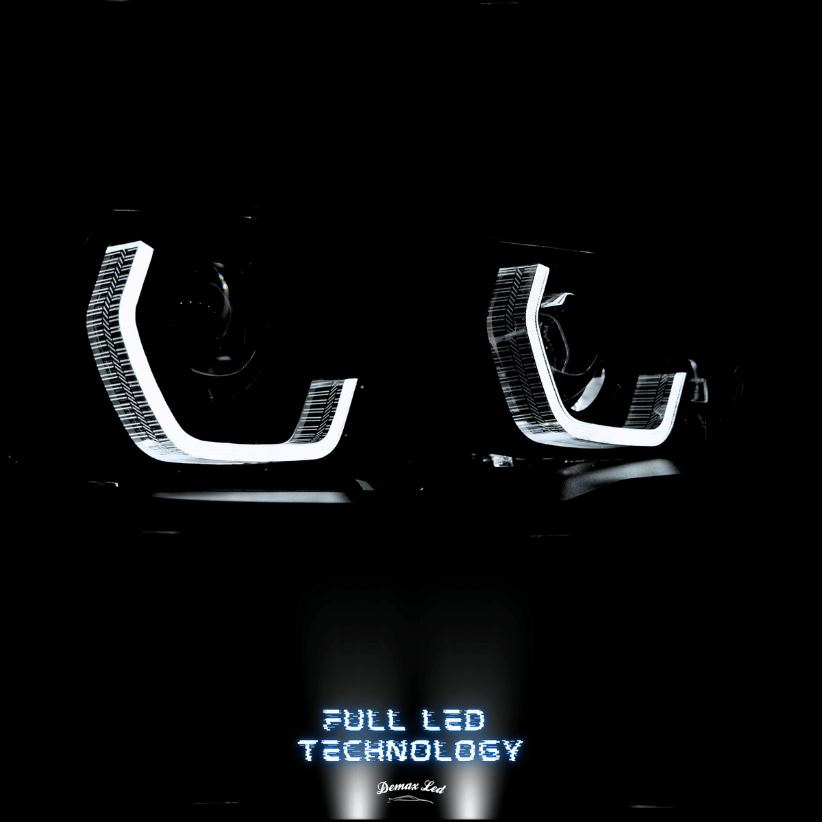 Night close-up of LED Angel Eyes on BMW 1 Series F20/F21 LCI