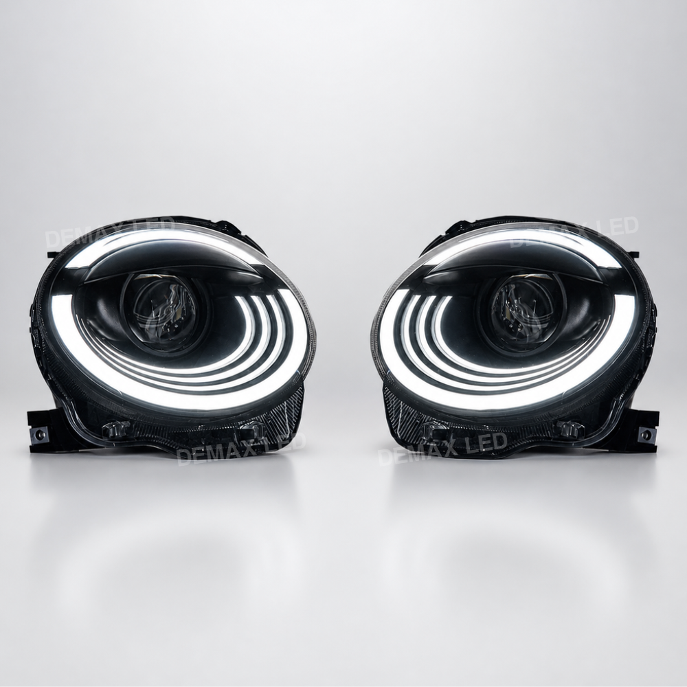 Full LED headlights for Fiat 500 and Abarth 2008–2025 with position lights on