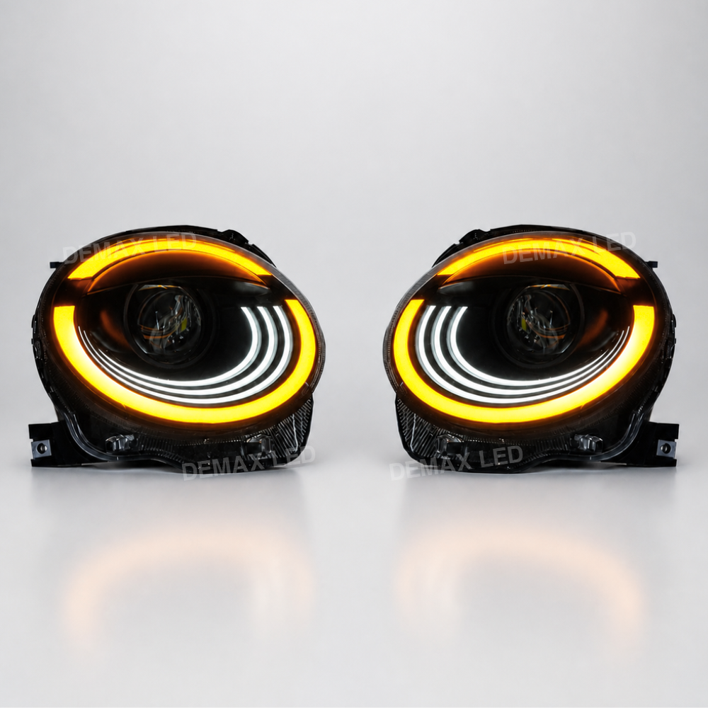 Full LED headlight for RHD Fiat 500 and Abarth with amber indicator on