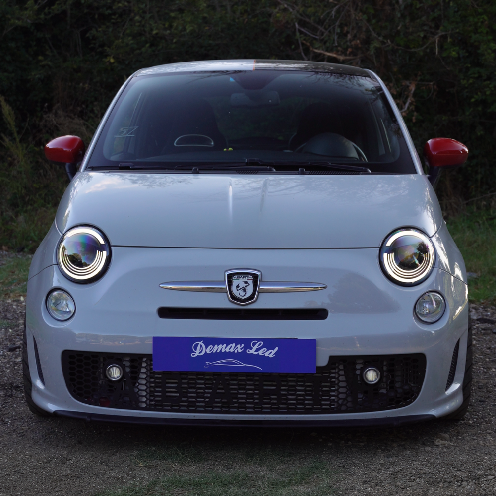 RHD Fiat 500 and Abarth Full LED headlights with position lights on